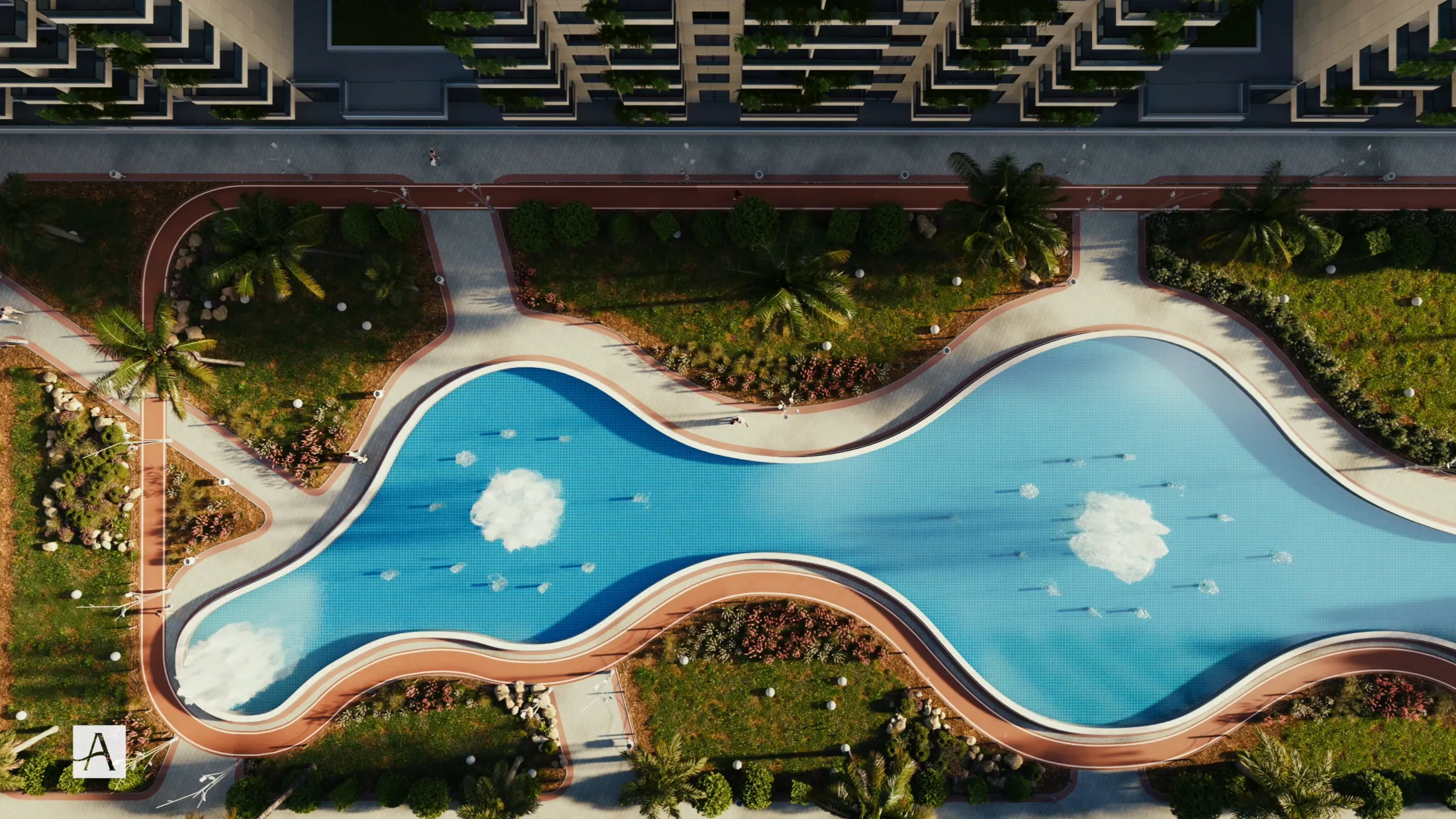 Resort-Style Pools & Lagoon at Alaska Towers